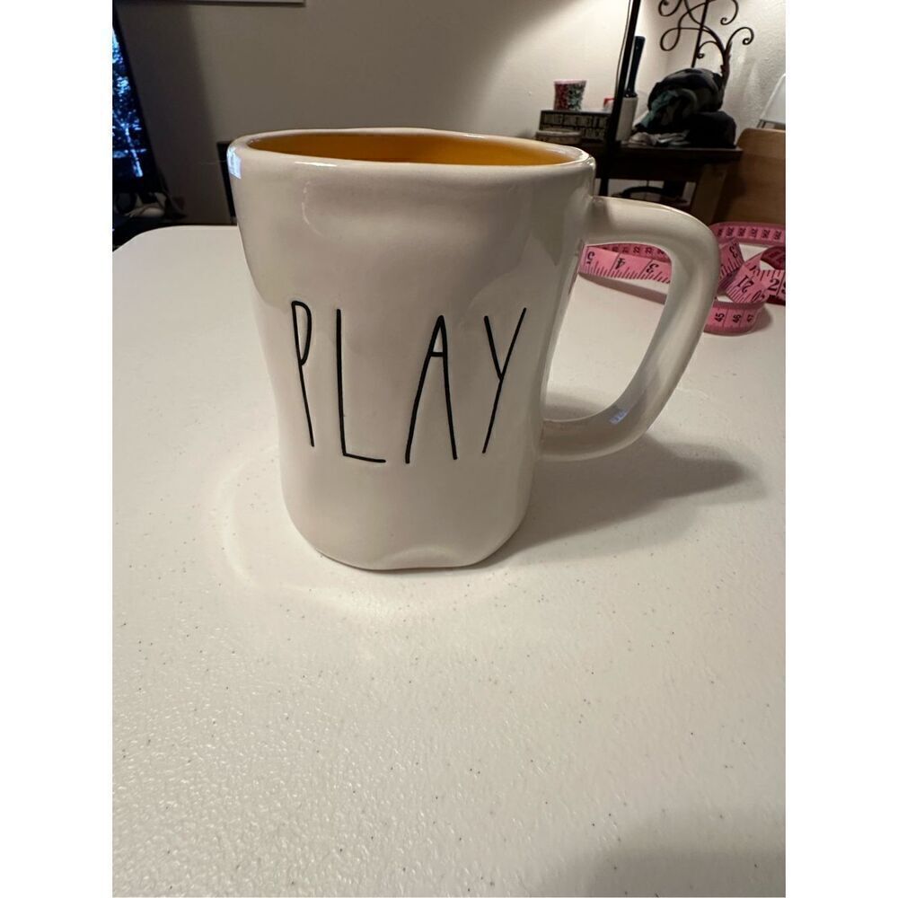 Rae Dunn Orange Interior “Play” Coffee Mug